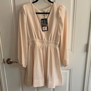 Chic Cream V-Neck Dress